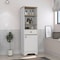Tuhome St. Clair Linen Cabinet, Two Interior Shelves, Two Open Shelves, Single Door, Light Oak/White MDB7124 - alternate 6